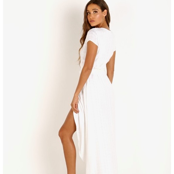 ) L Space GOA Womens Wrap Dress Size L White Cap Sleeve High Low Hem Coast… - Picture 7 of 16